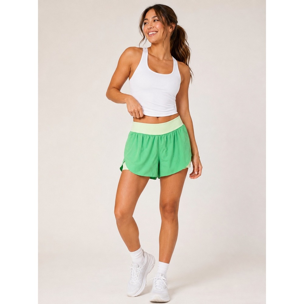 Athleta Crossover Run Short Green Lime Two Tone Athletic Shorts Large